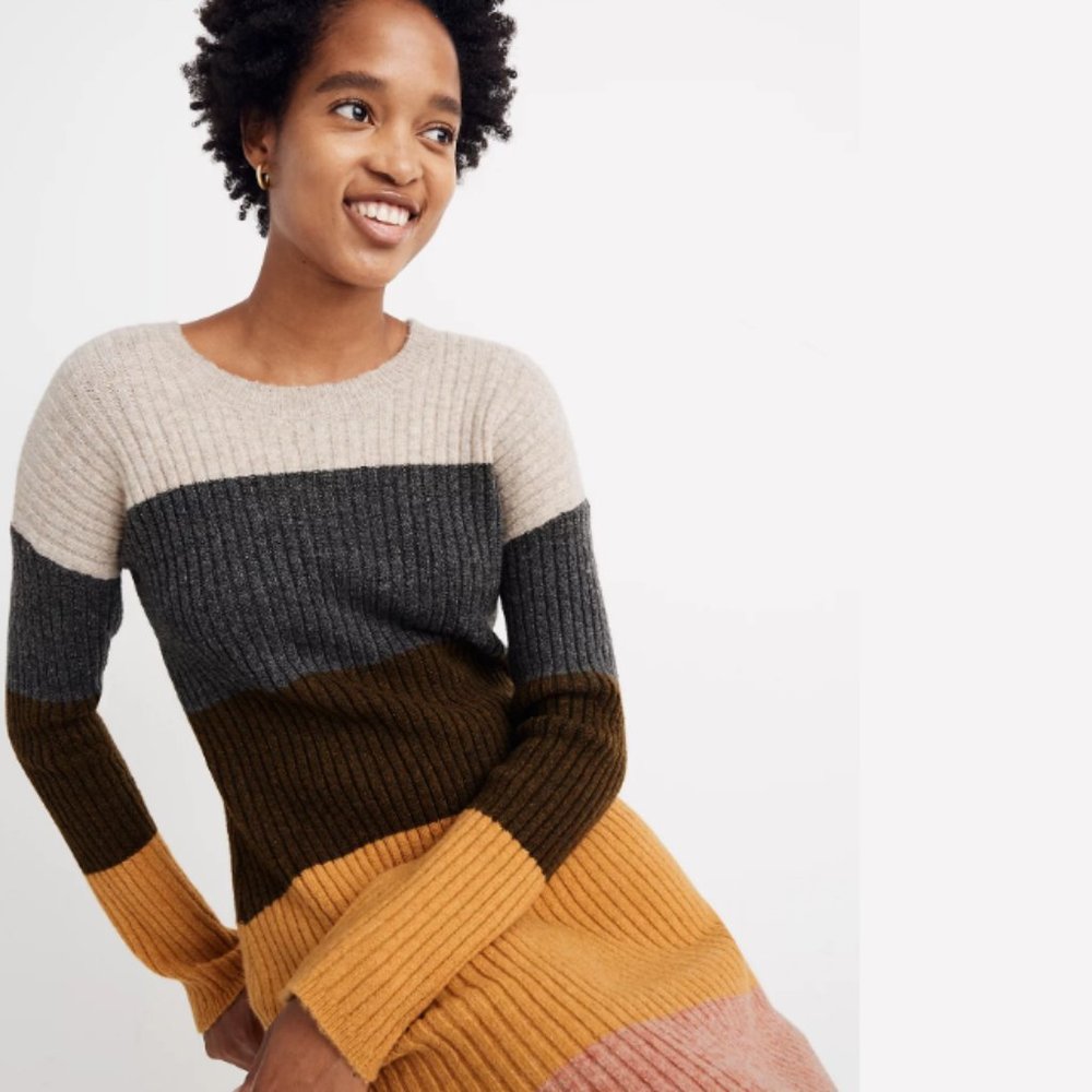 Madewell Colorblock Midi Sweater Dress